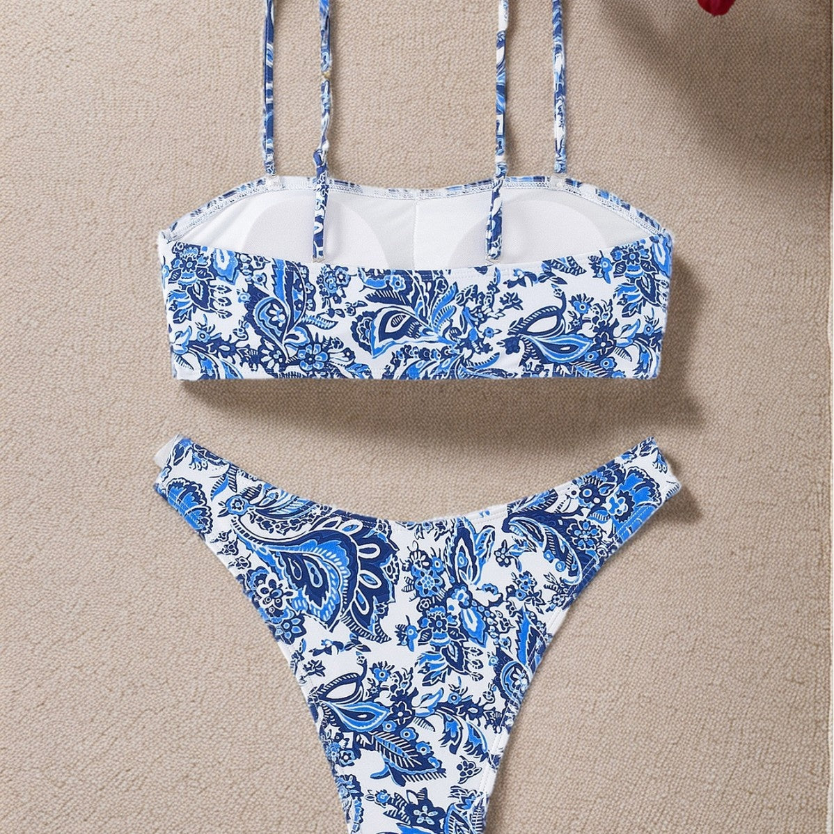 Gorgeous blue and white patterned two-piece bikini