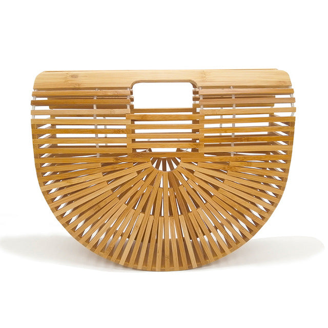 Women's Wooden Bamboo Clutch Handbag Purse