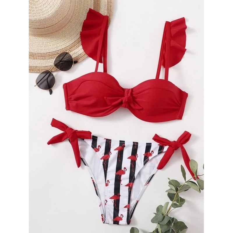 "She-So-Cute" Brazilian Ruffle Bikini Set