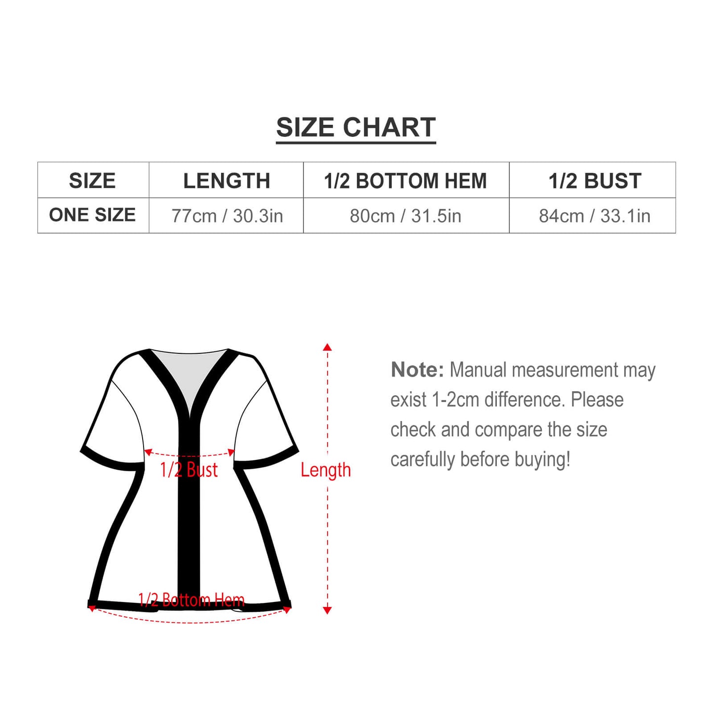 Animal print swimwear cover-up size chart
