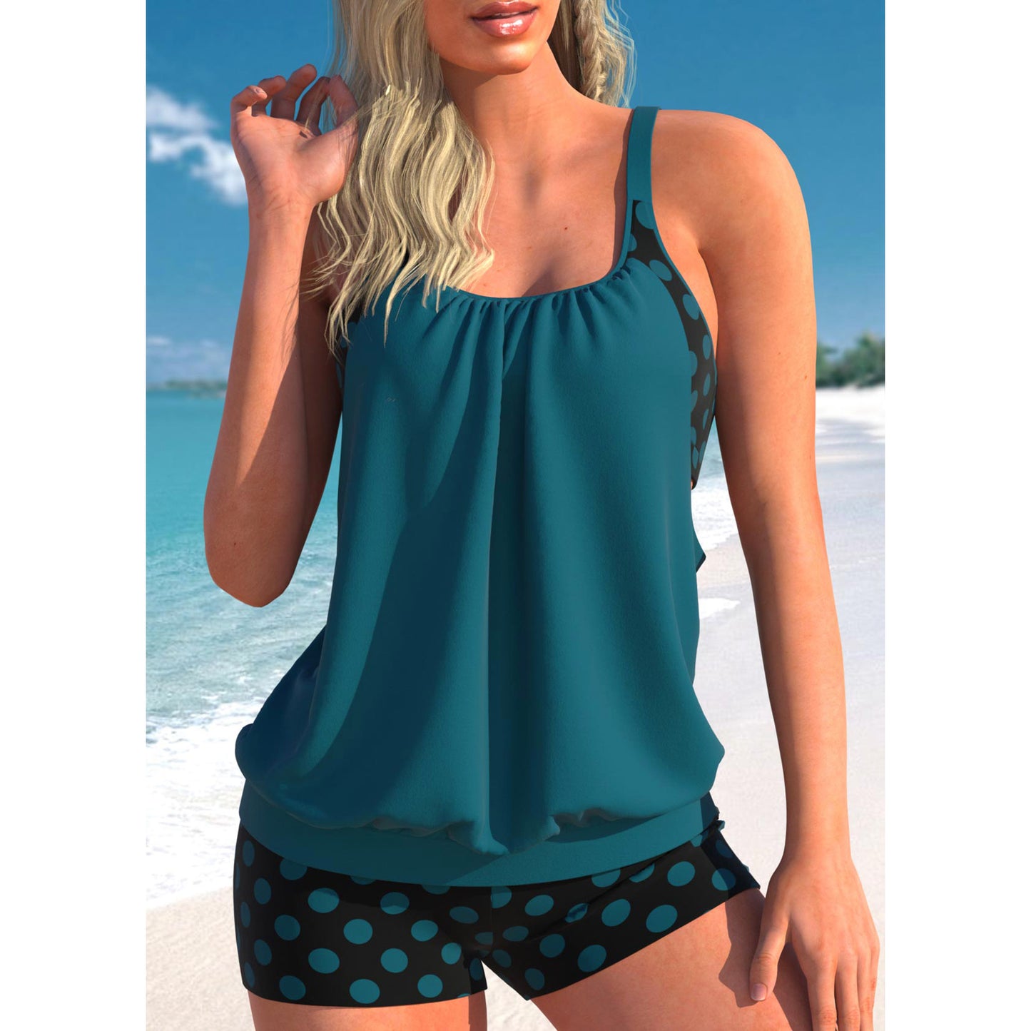 Polka Dot Printed Flat Angle Swimwear