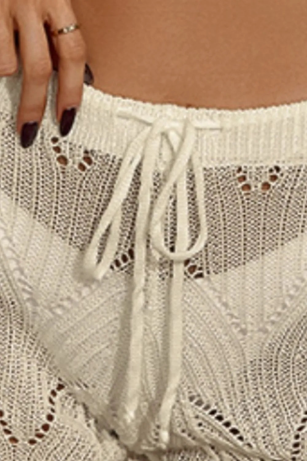 Fitted Drawstring Hollow Beach Shorts