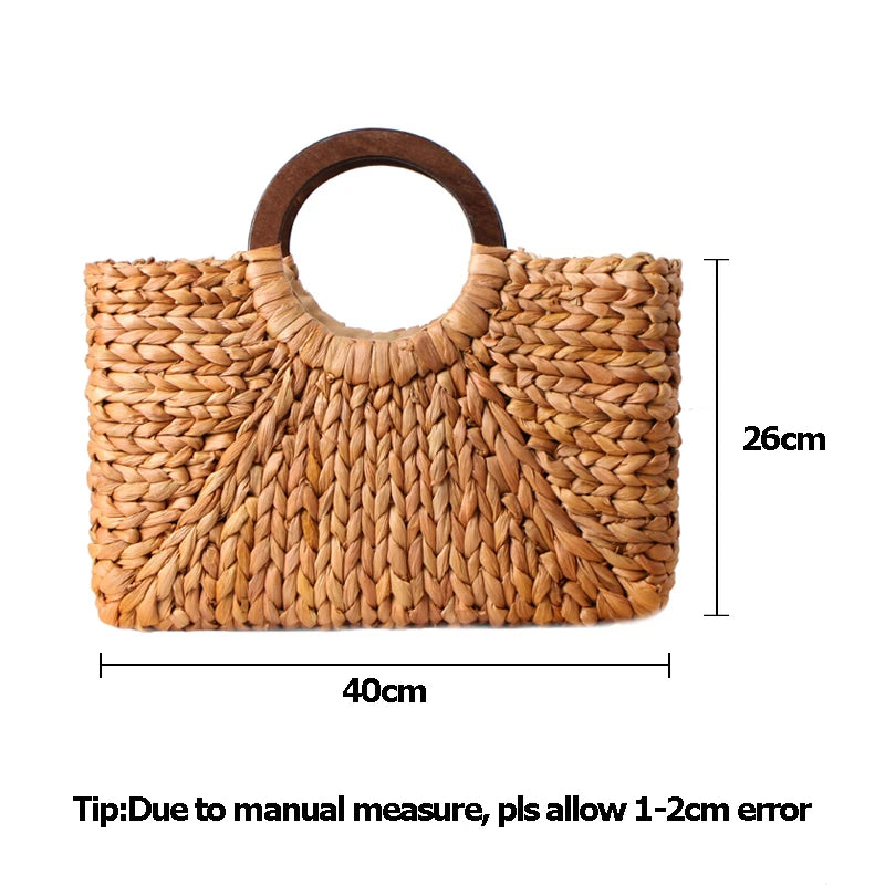 Authentic handmade woven straw handbag sold at PeachyBeanz