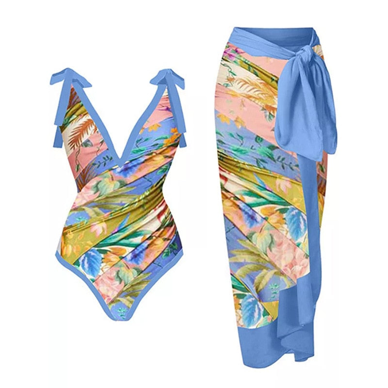 Beautiful one‑piece bikini with adjustable straps and high‑waist bottom.