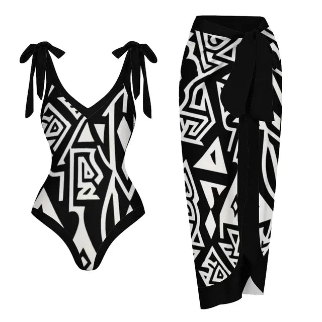 V-neck Wrap Skirt Beach Swimwear