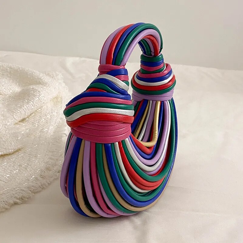 Women's Rainbow Noodles Shaped Luxury Handbag