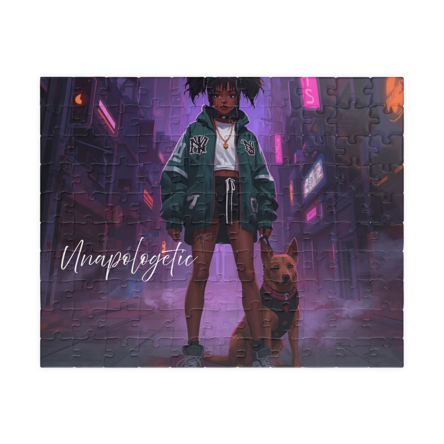 Unapologetic Girl Neon City Puzzle — Artistic Jigsaw for Teens & Adults (110 pcs)