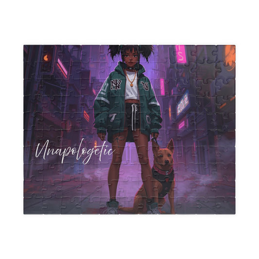 Unapologetic Girl Neon City Puzzle — Artistic Jigsaw for Teens & Adults (110 pcs)