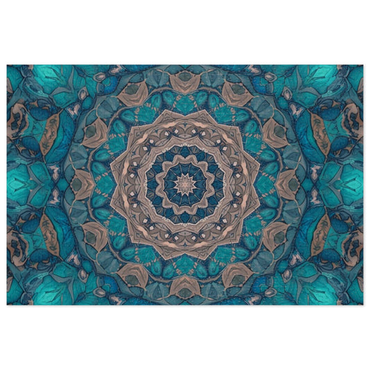 Turquoise Mandala Jigsaw Puzzle (with Tin) — 1000‑Piece Kaleidoscope Puzzle Gift