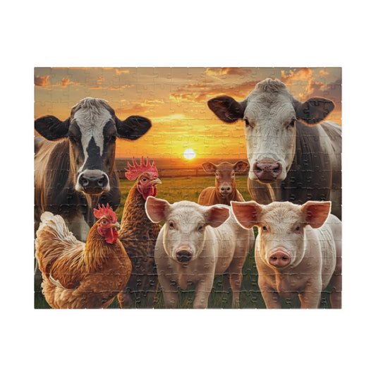 Farm Animal Friends at Sunrise Jigsaw Puzzle — (252 pcs)
