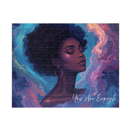 You Are Enough Black Woman Portrait Puzzle — Inspirational Art Jigsaw (252 pcs)