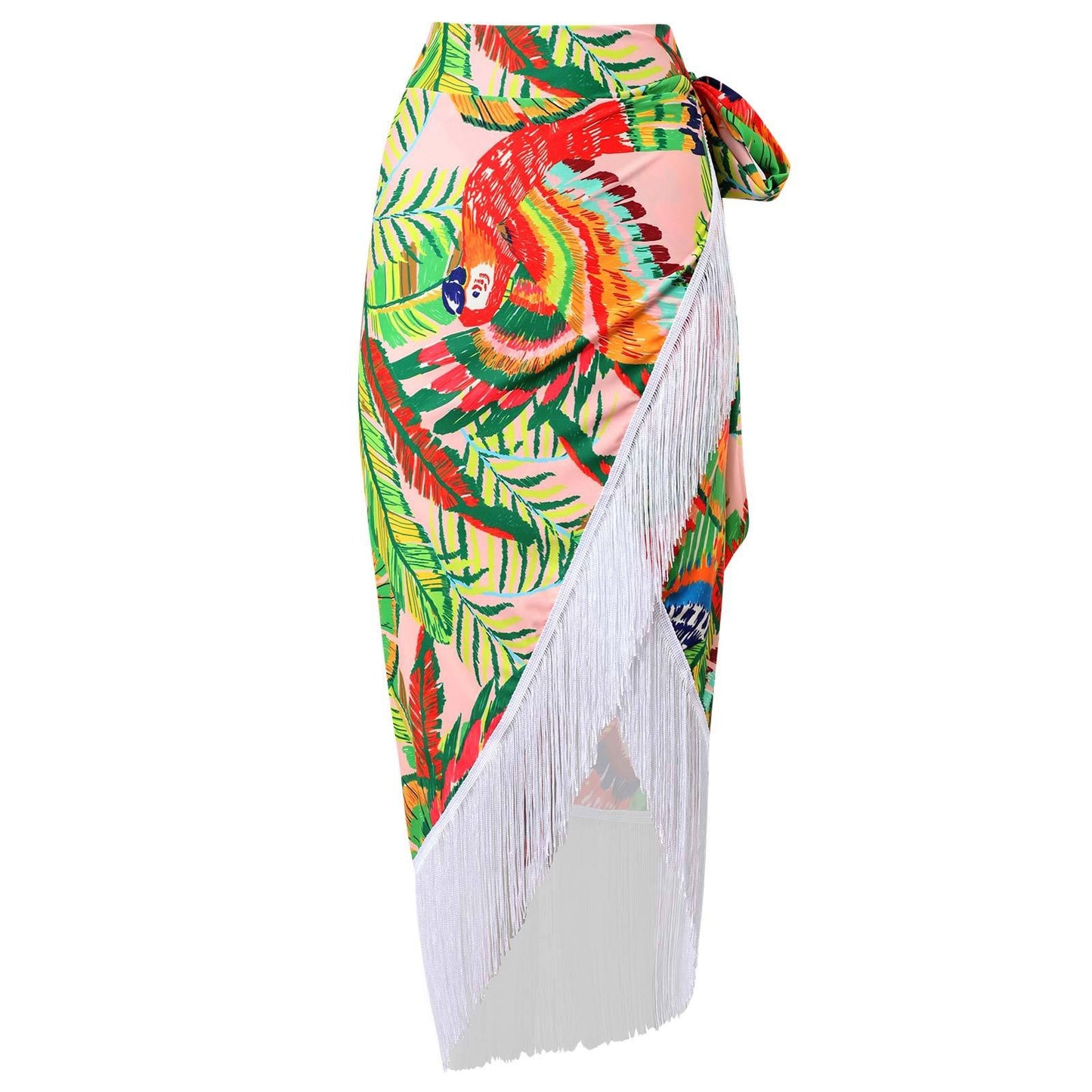 Tropical print wrap skirt