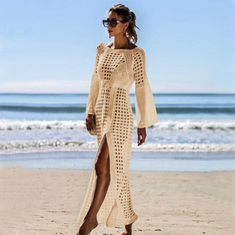 Summer Knitted Beach Long Sleeve Dress Cover-up