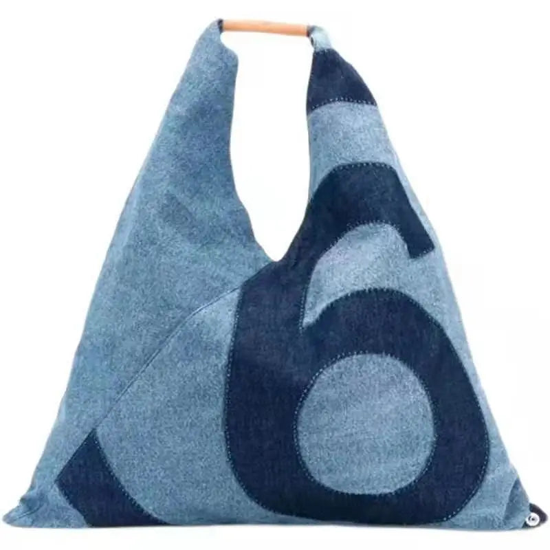 Women's Portable Tote Denim Bag Fashion Large Tote Shoulder Handbag