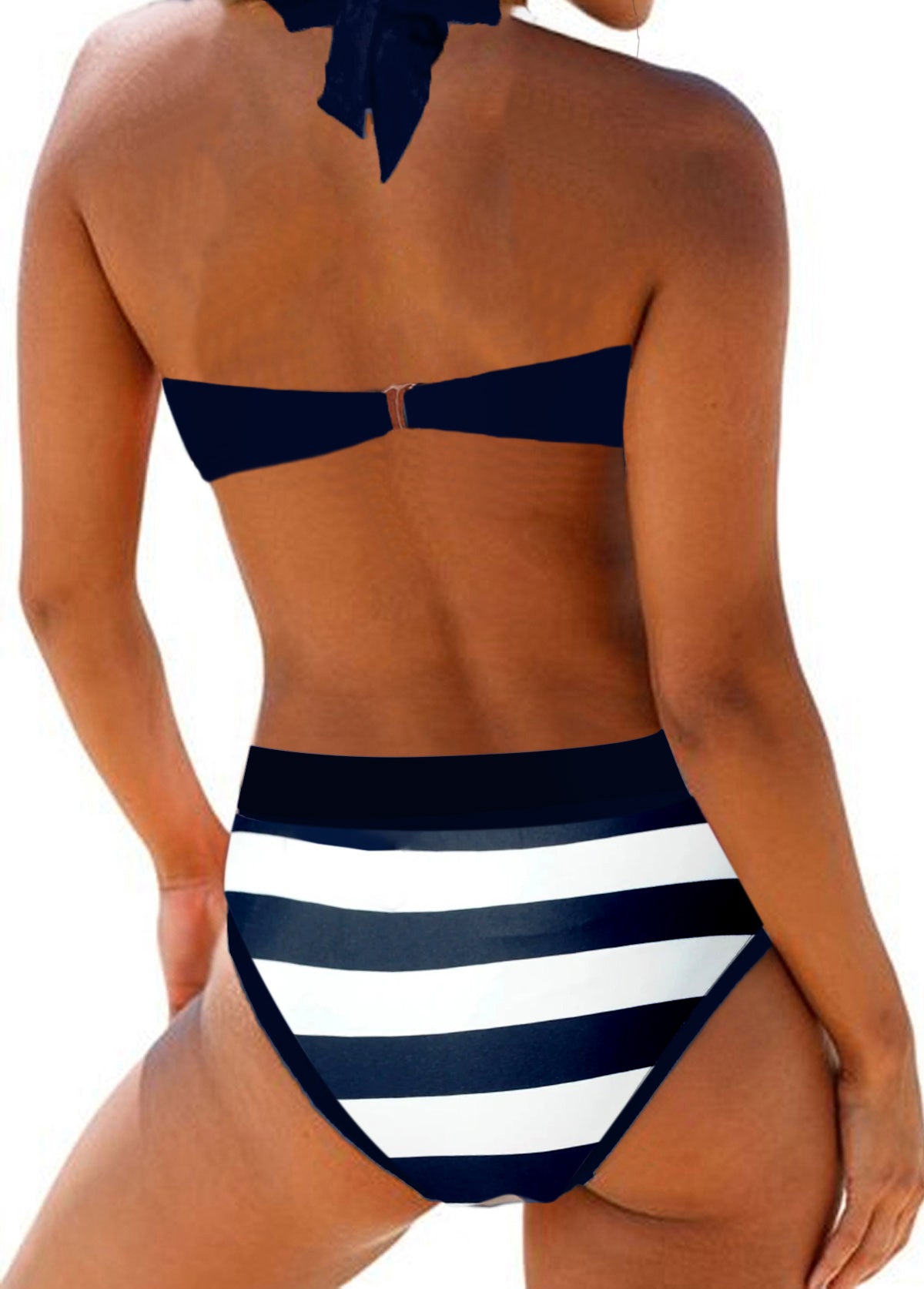 Anchor Striped Split Printed Bikini Swimwear
