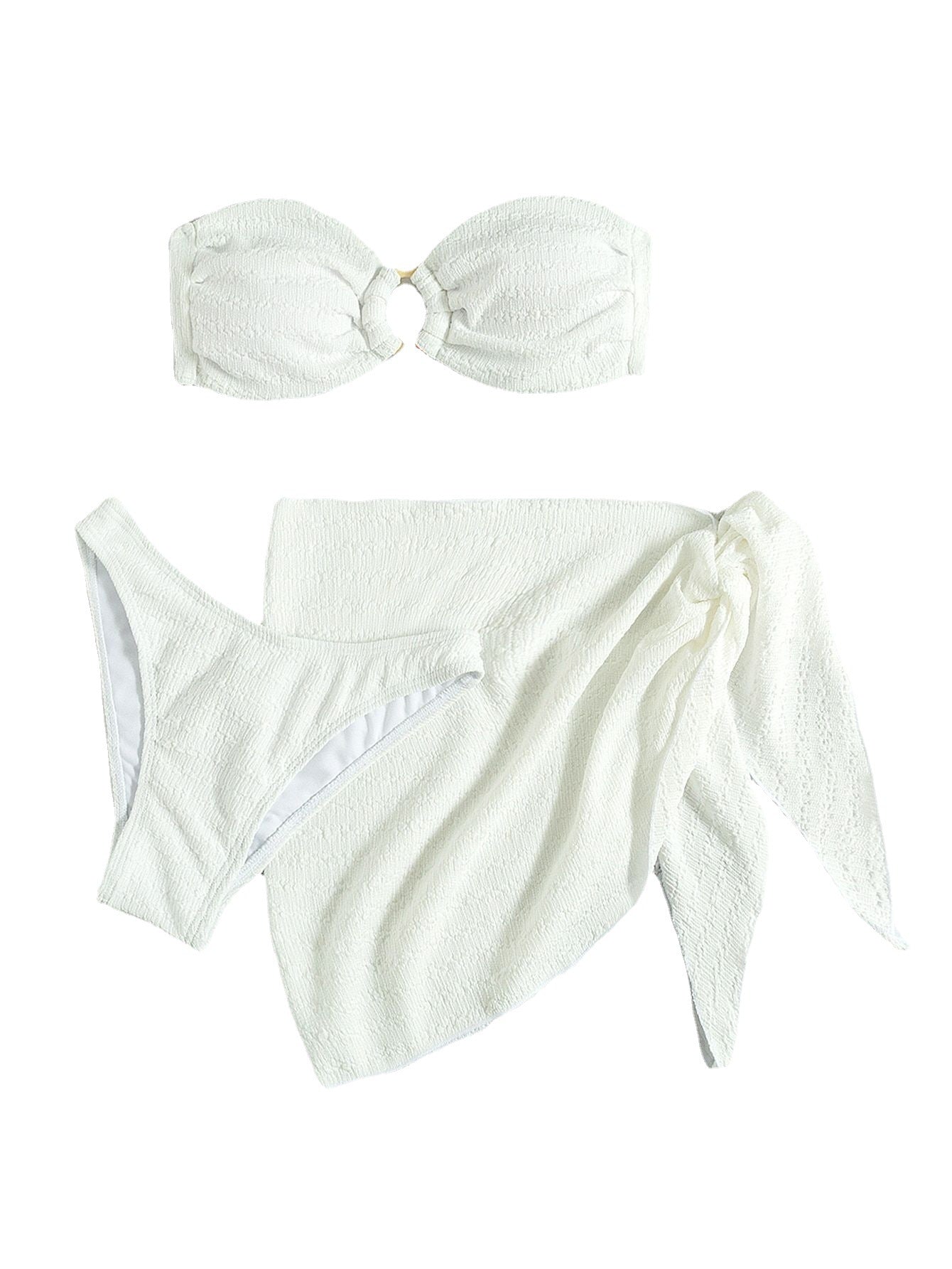 White bikini set for beachwear.