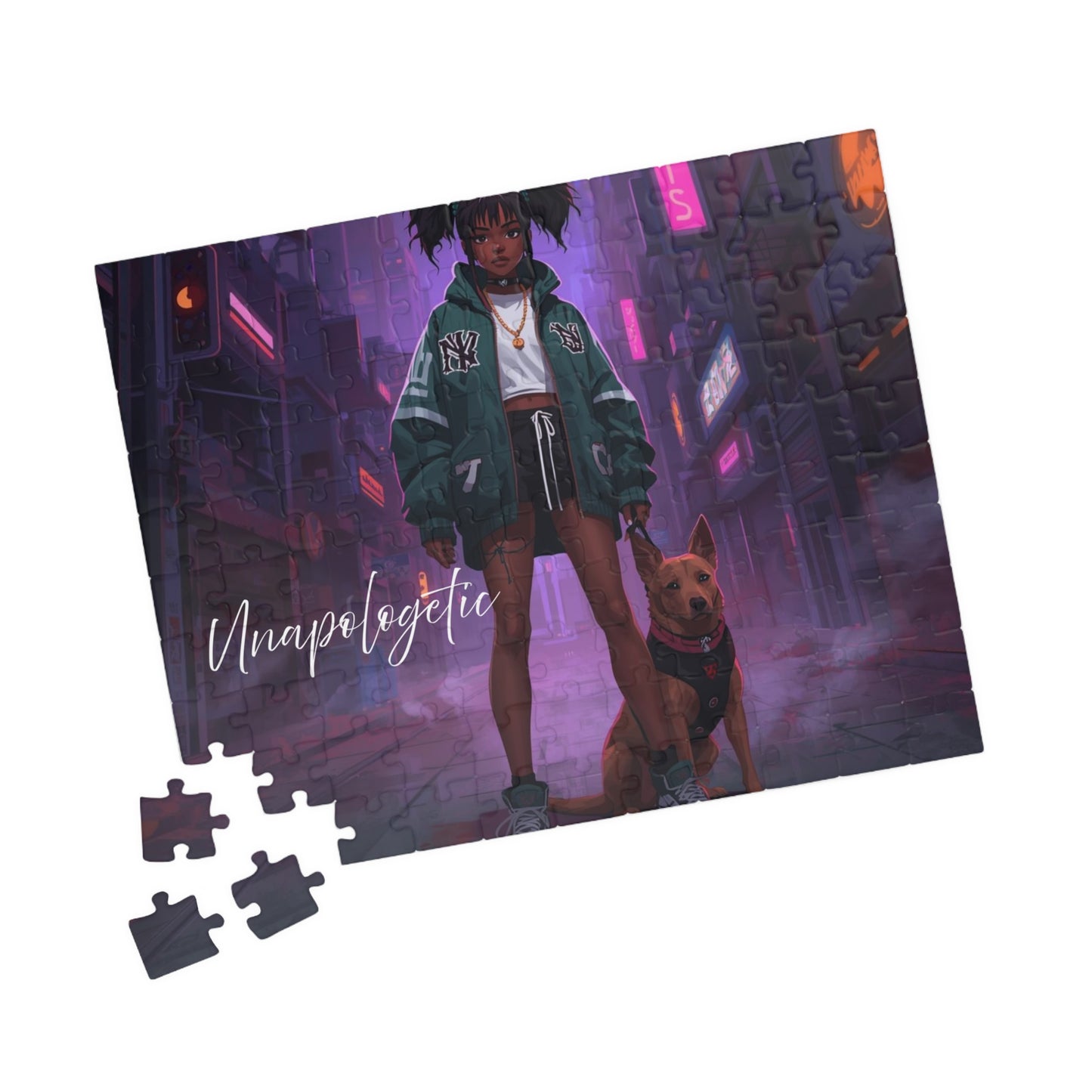 Unapologetic Girl Neon City Puzzle — Artistic Jigsaw for Teens & Adults (110 pcs)
