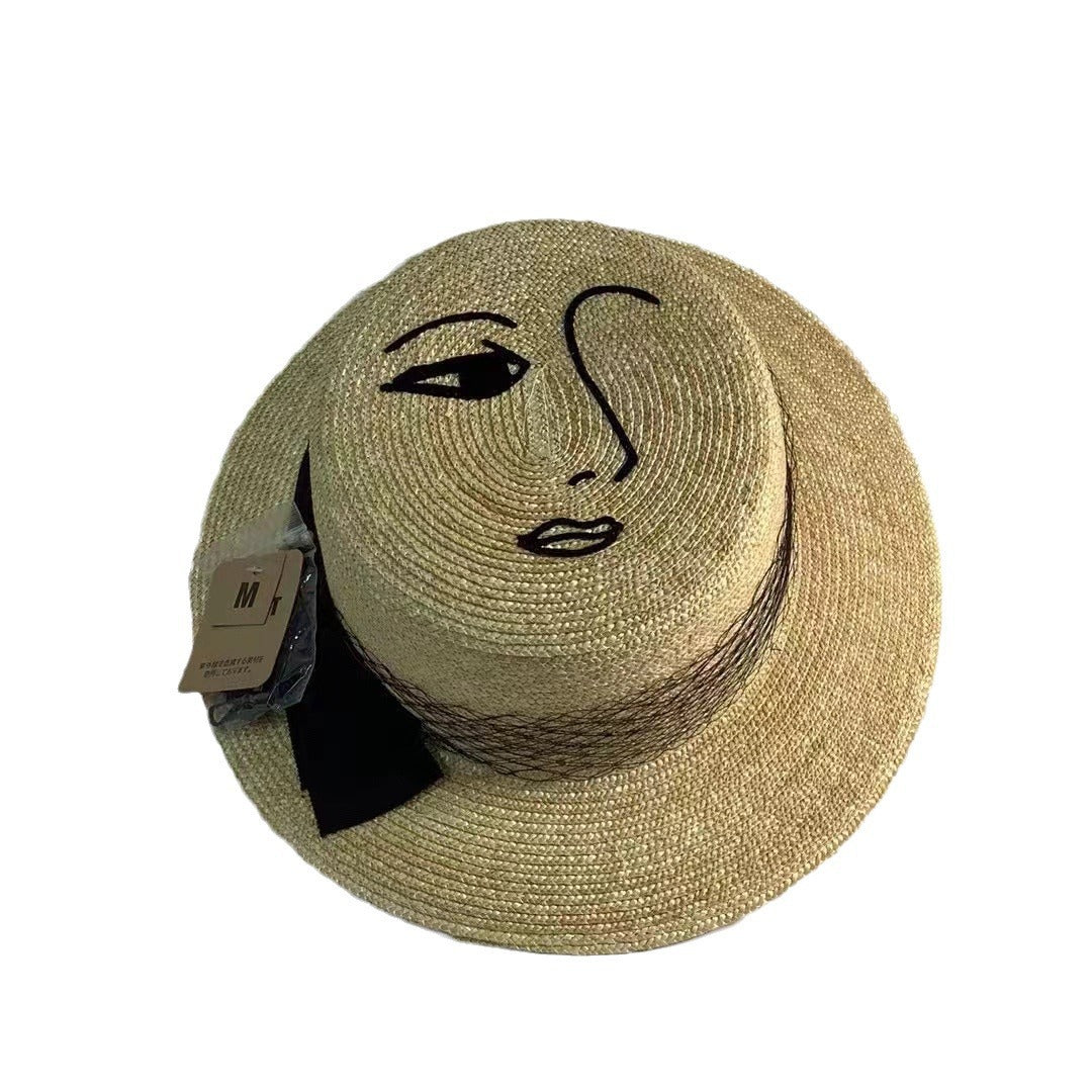 Women's Fashion Lace Bow Wide Brim Straw Sunhat