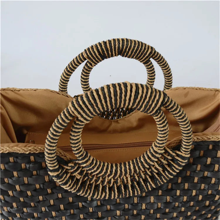 Woven Bali Hand Beach Basket Tote Handbag Purse