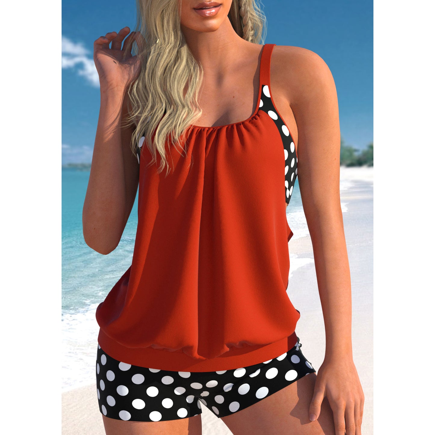 Polka Dot Printed Flat Angle Swimwear