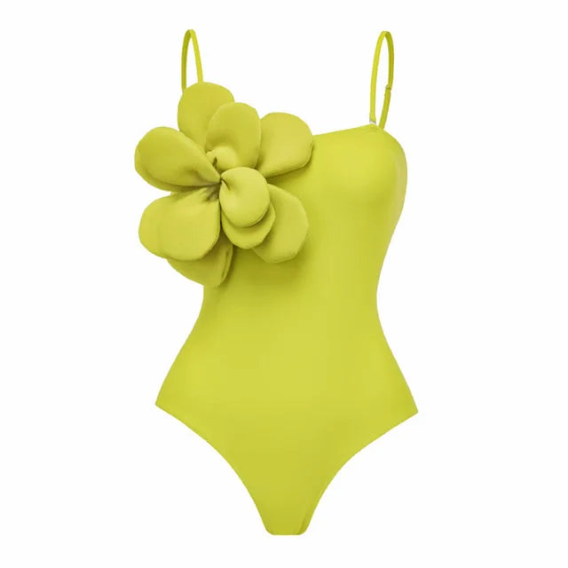 3D Flower One shoulder Swimsuit One Piece Swimwear