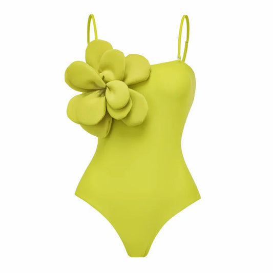 3D Flower One shoulder Swimsuit One Piece Swimwear