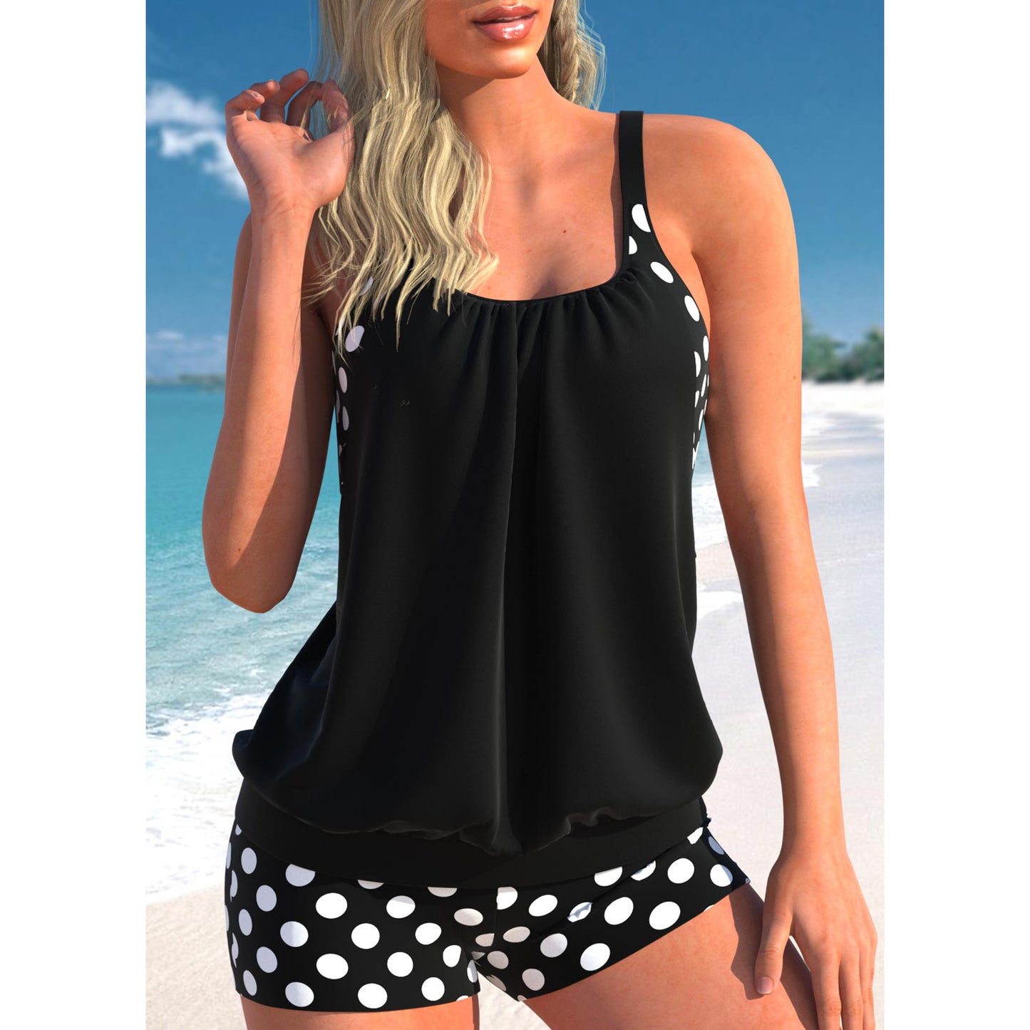 Polka Dot Printed Flat Angle Swimwear