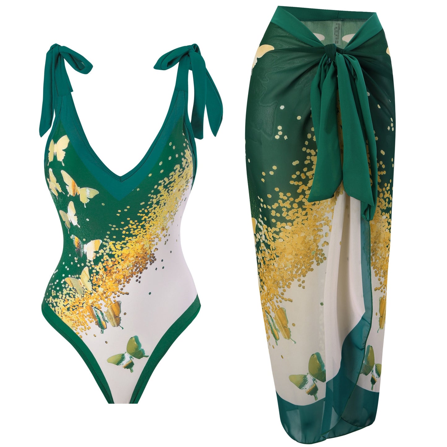 Beautiful one‑piece bikini with adjustable straps and high‑waist bottom.