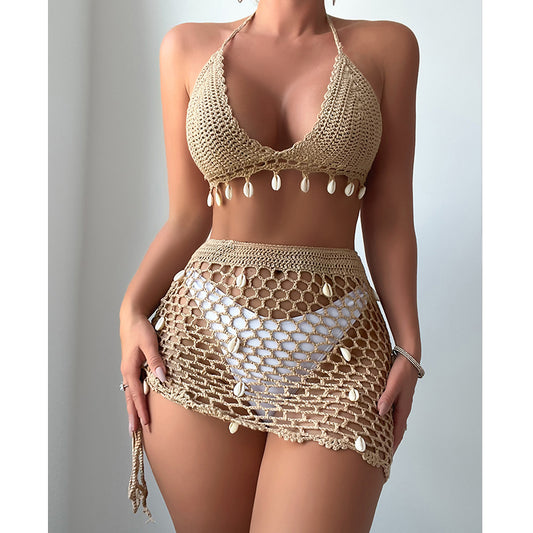 "Beach Holiday" Shell Strap Swimsuit Bikini Set