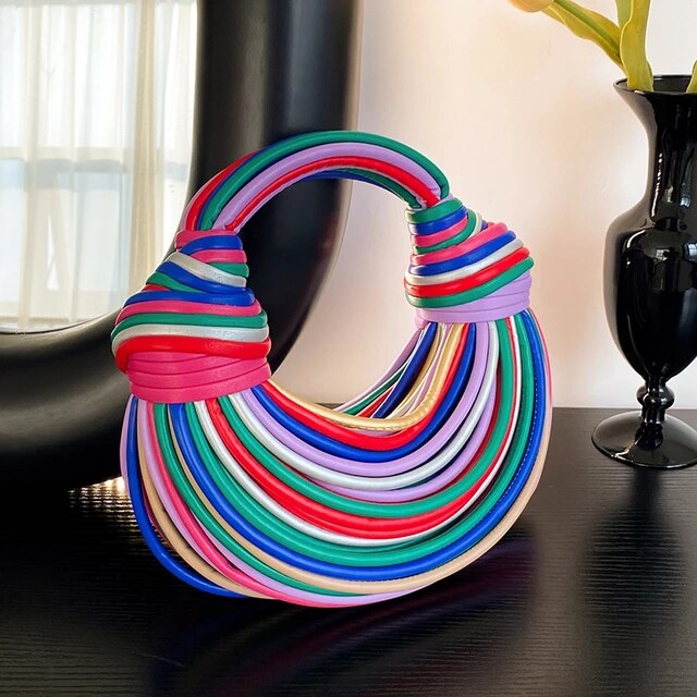 Women's Rainbow Noodles Shaped Luxury Handbag