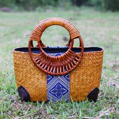 Women's Thai Straw Beach Travel Bag