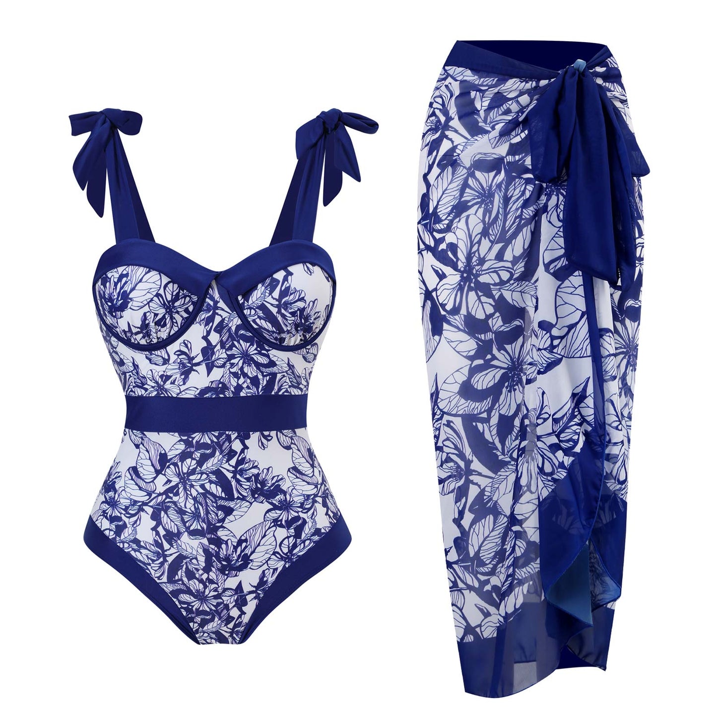 Beautiful one‑piece bikini with adjustable straps and high‑waist bottom.