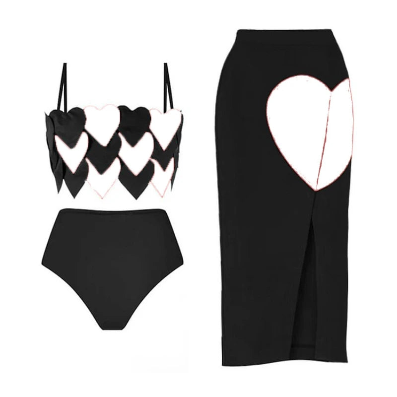 3D swimsuit with matching sarong sold at PeachyBeanz.