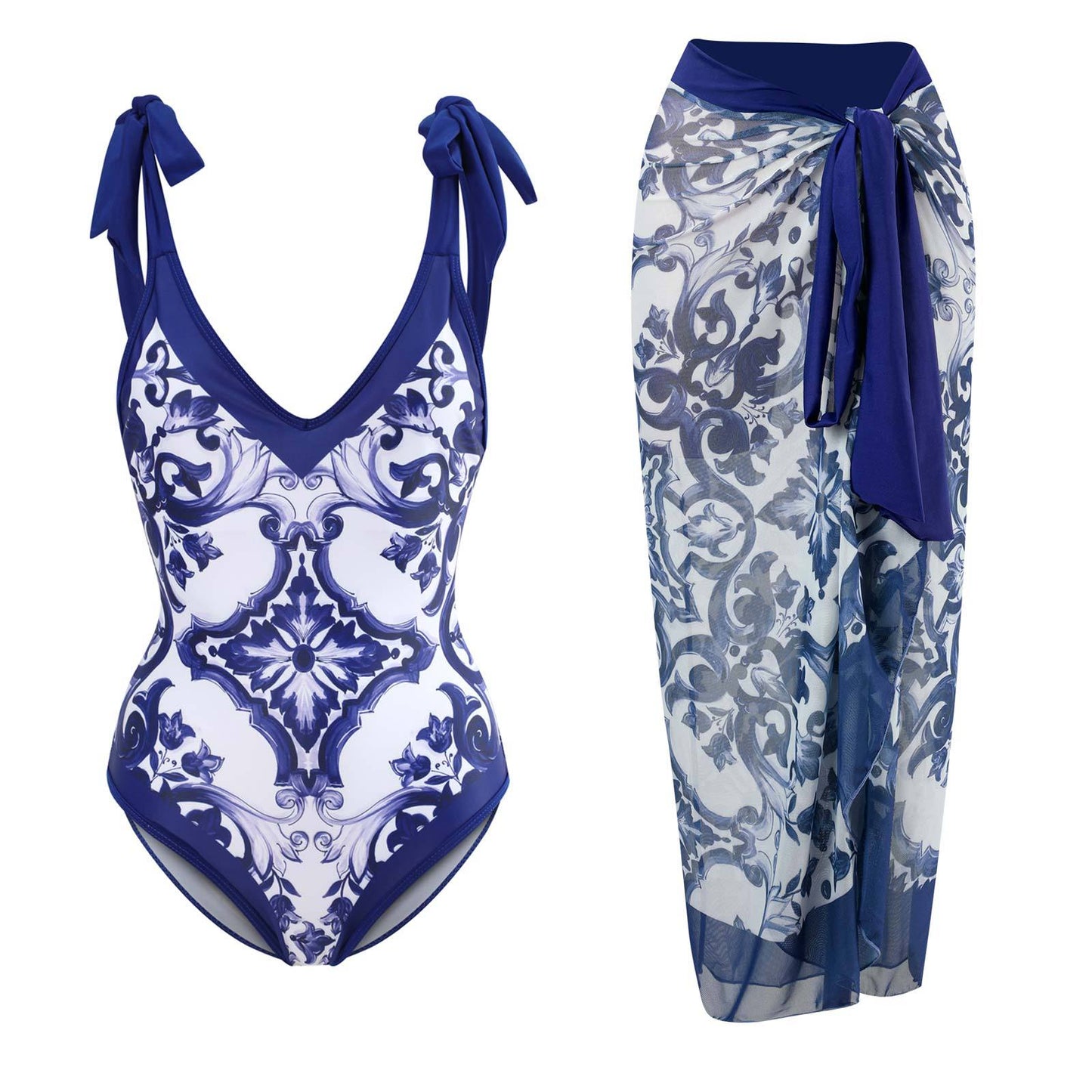 Beautiful one‑piece bikini with adjustable straps and high‑waist bottom.