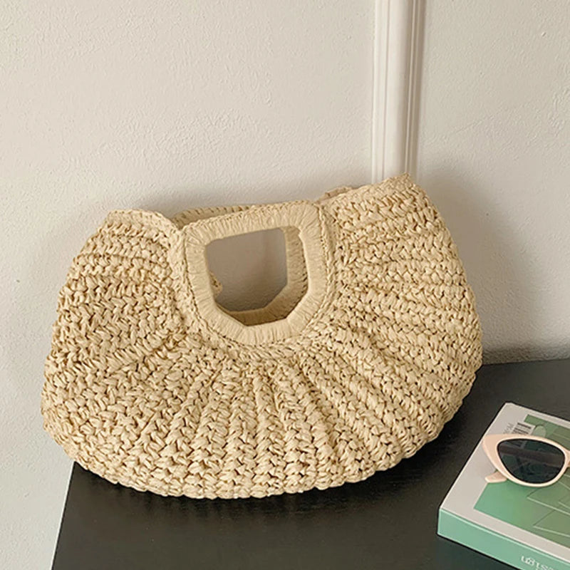 Woven Bag Women Large Capacity Summer Niche Vacation Beach Handbag