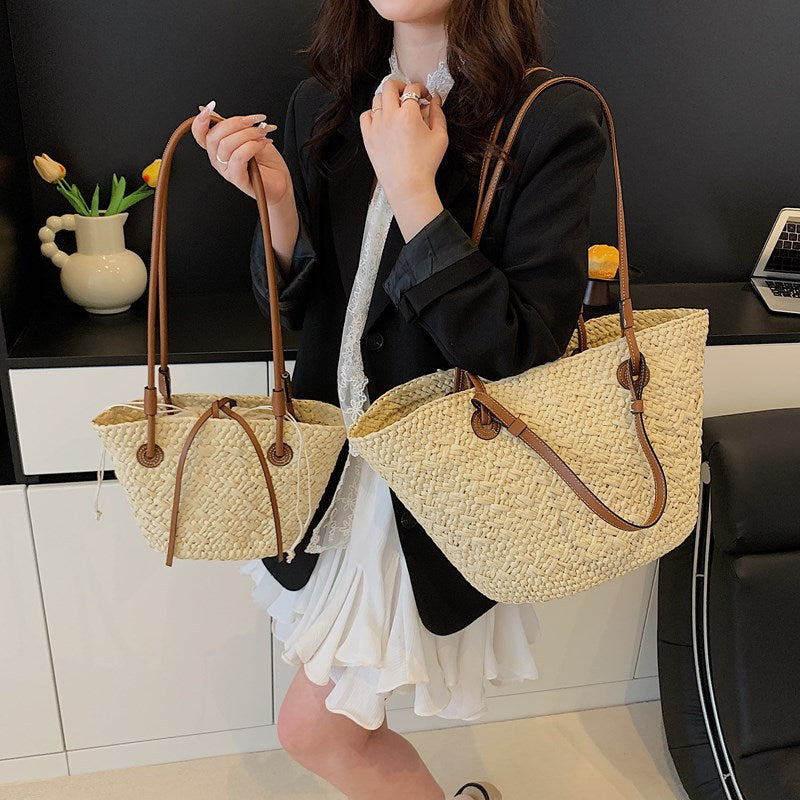 Woven handbag in an office sold at PeachyBeanz