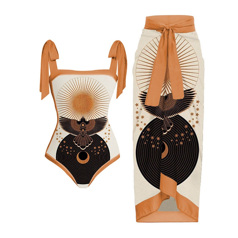 Beautiful one‑piece bikini with adjustable straps and high‑waist bottom.