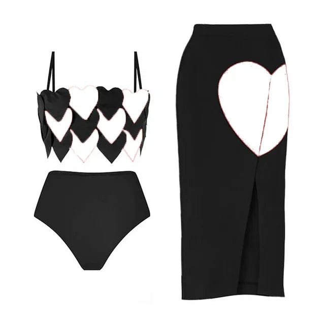 3D swimsuit with matching sarong sold at PeachyBeanz.