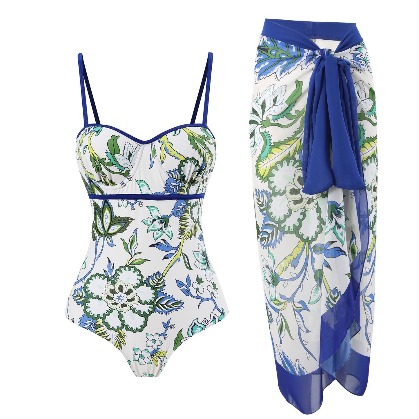Beautiful one‑piece bikini with adjustable straps and high‑waist bottom.