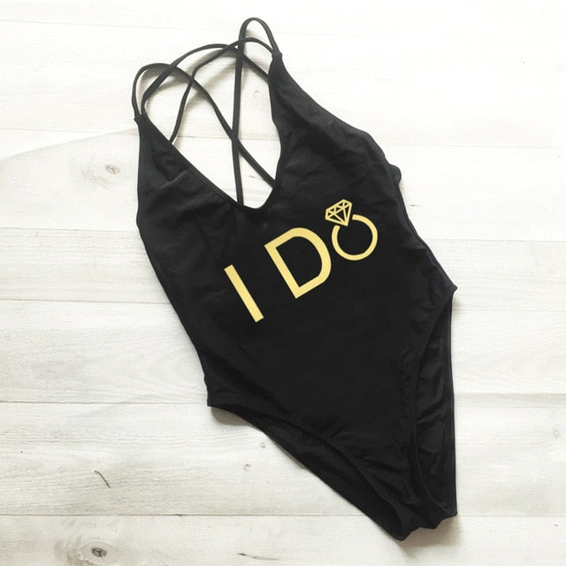 "I DO" Wedding One Piece Swimsuit