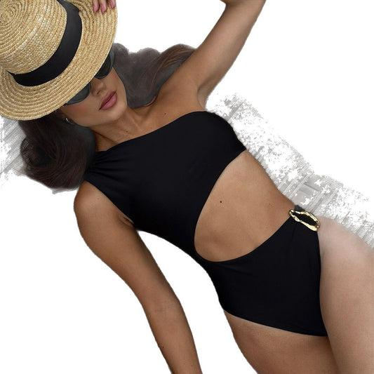 Single Shoulder One-Piece Swimsuit