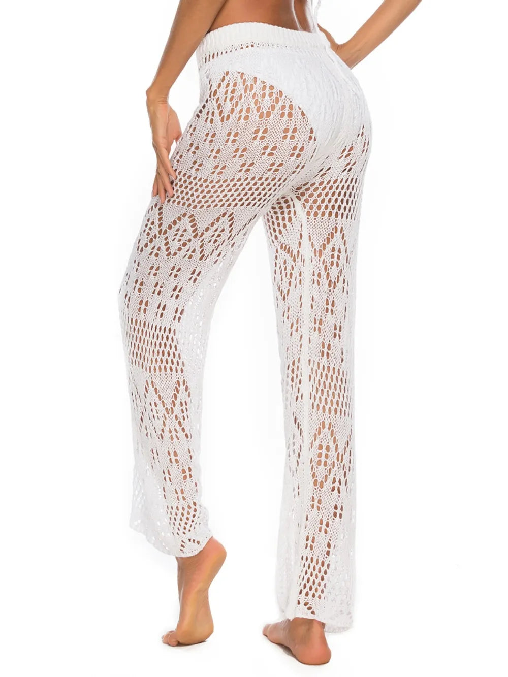 Straight-leg swim pants cover up with side cutouts; lightweight, quick-dry fabric and adjustable waist for beach-to-street style.
