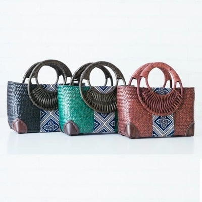 Women's Thai Straw Beach Travel Bag