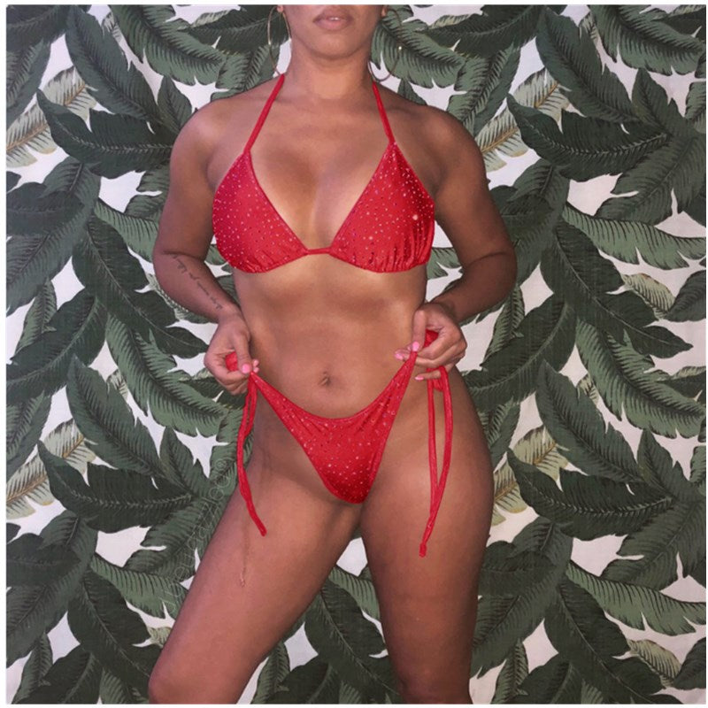 "Alura" Diamond Crystal Swimwear Bikini Set