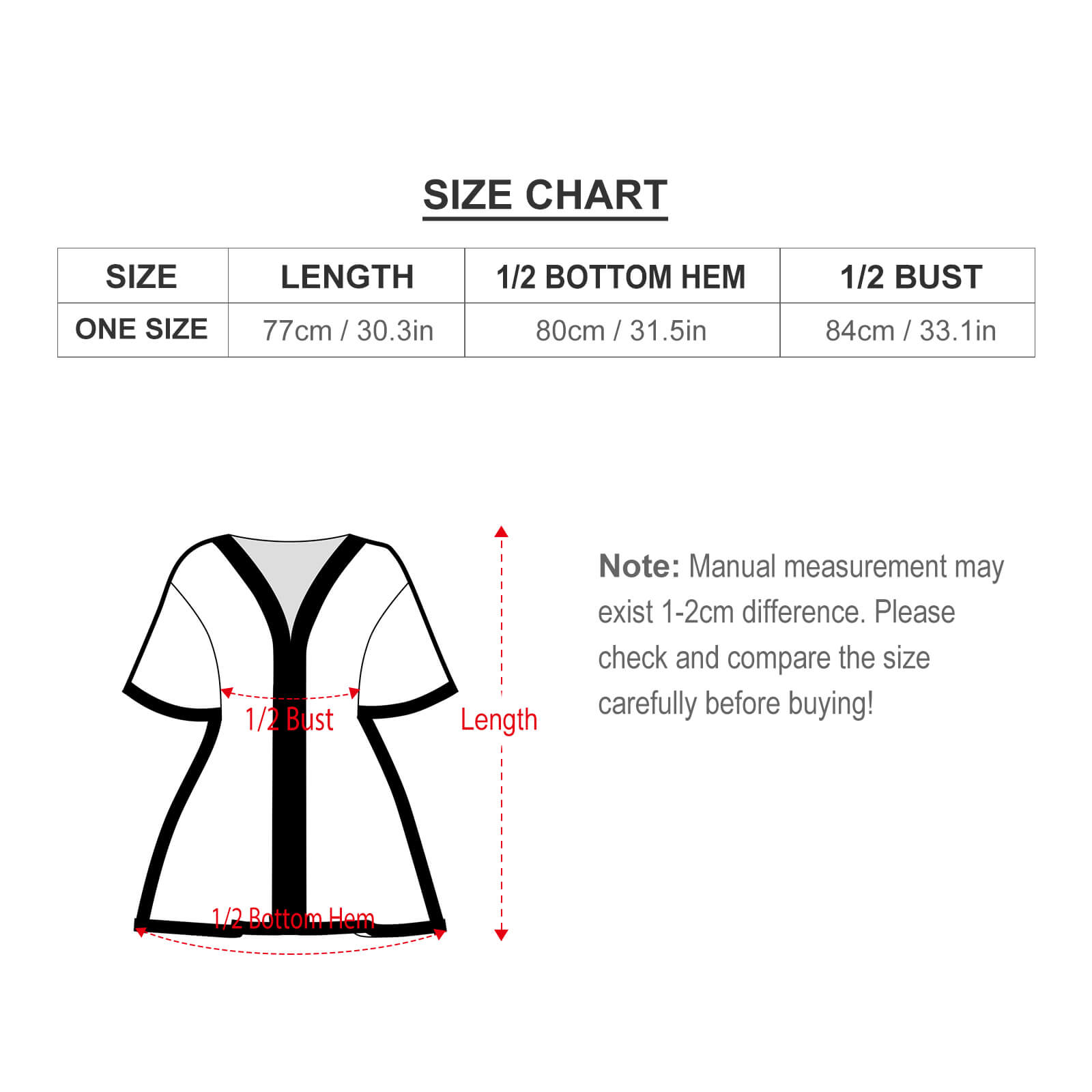 Animal print swimwear cover-up size chart