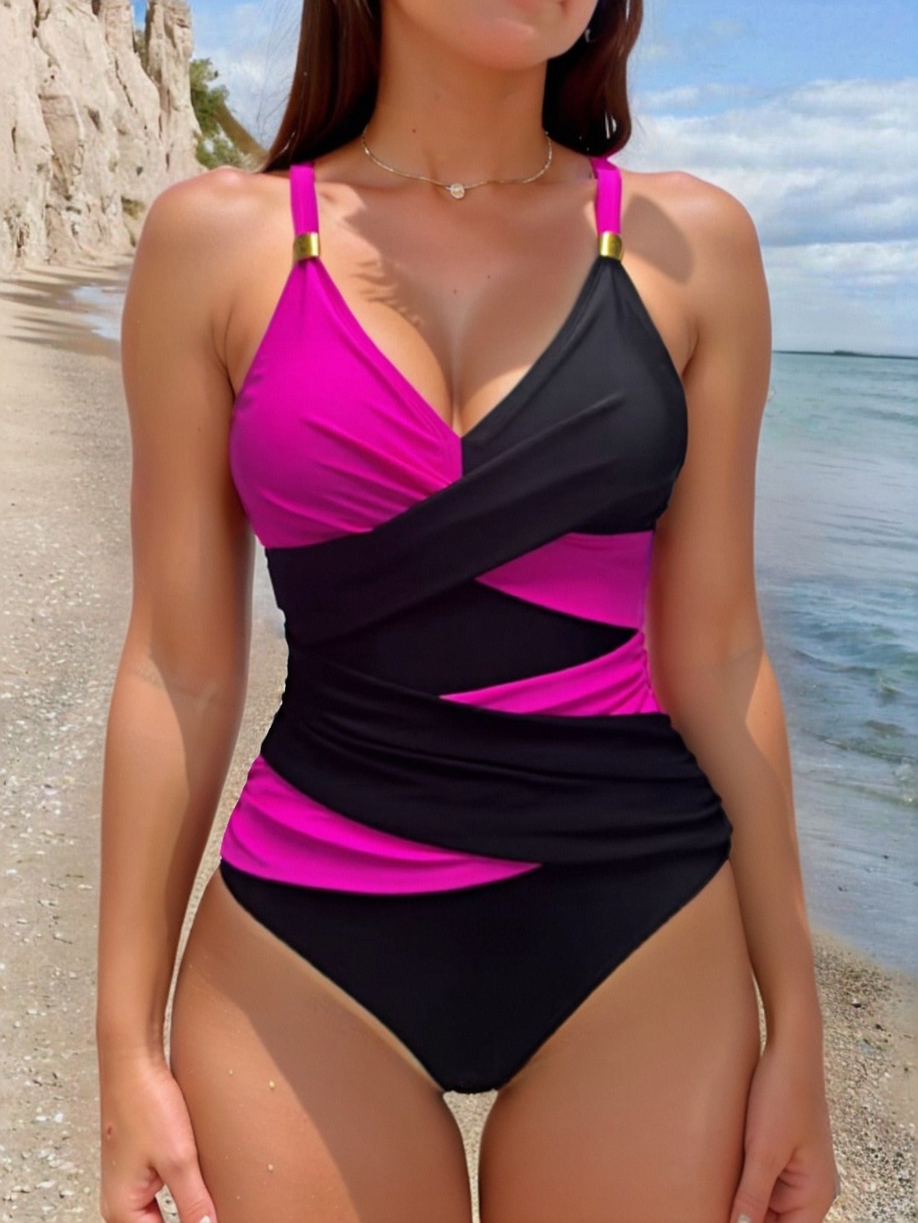 Beautiful pink and black swimsuit 