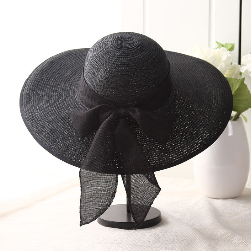 Women's Ribbon Bow-knot Wide Brim Beach Hat