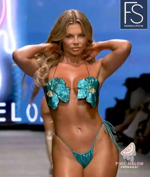 Sugar Splash Sequin Flower Bikini Swimsuit