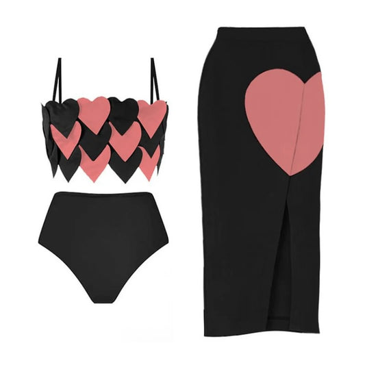 3D swimsuit with matching sarong sold at PeachyBeanz.