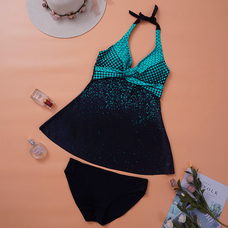 Polka Dot Gradient Two Piece Bikini Swimsuit Women
